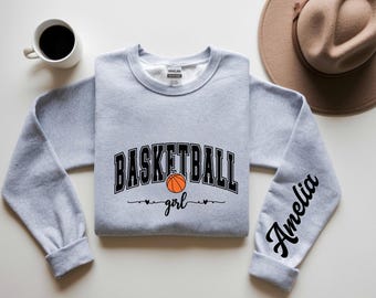 Personalized Basketball Girl Sweatshirt, Custom Name Hoodie