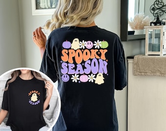 Spooky Season Ghost Halloween Shirt, Front and Back Design