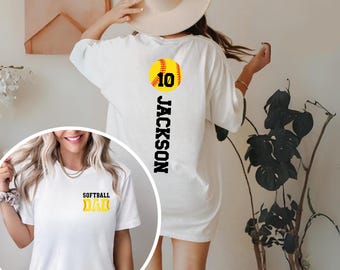 Personalized Softball Dad Shirt, Custom Name & Number Game Day Tee