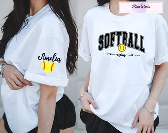 Personalized Softball Mom Shirt, Custom Kids Name Tee, Game Day Gift