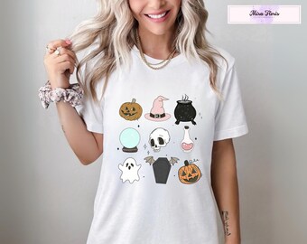Vintage Halloween doodles Shirt, Pumpkin Halloween Shirt, Funny Halloween Shirt, Halloween Shirt, Doodles Shirt, Ghost Tee, Scary Shirt
