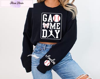 Personalized Baseball Game Day Sweatshirt, Custom Kids Name Hoodie