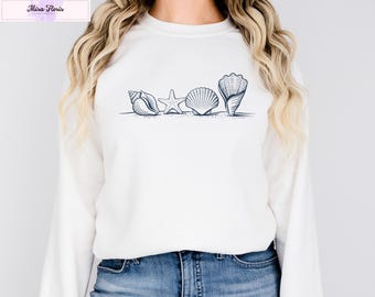 Seashell Sweatshirt, Summer Beach Vibes, Ocean Lover Hoodie