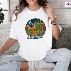 Neon Moon Shirt, Western Music Shirt, Cactus Shirt, Desert Cactus Shirt, Country Music Lover Tee, Music Lover Gift, Country Song Shirt