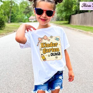 Personalized Kindergarten Shirt, Preppy Kindergarten Shirt, Back To School Tee, Girls 1st Day Of School Shirt, Kindergarten Teacher Shirt