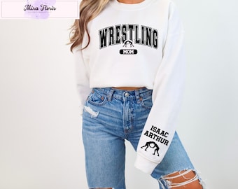Personalized Wrestling Mom Sweatshirt, Custom Name Crewneck, Wrestling Lover Hoodie