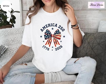 USA 250th Anniversary Shirt, Coquette Bow America Flag Tee