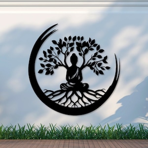 Buddha Metal Wall Art, Om Metal Sign, Tree Of Life Metal Wall Decor, Buddha Art, Meditation Wall Decor, Yoga Studio Decor, Metal Wall Art