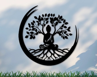 Buddha Metal Wall Art, Om Metal Sign, Tree Of Life Metal Wall Decor, Buddha Art, Meditation Wall Decor, Yoga Studio Decor, Metal Wall Art