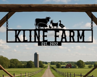 Metal Farm Sign, Custom Farm Sign, Large Farm Sign, Farmhouse Outdoor Decor, Metal Barn Sign, Custom Ranch Sign, Outdoor Farm Sign