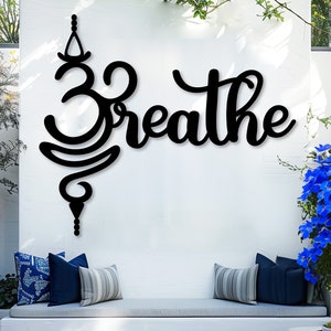 Breathe Sanskrit Symbol Metal Wall Decor,, Om Yoga Symbol Wall Art, Yoga Meditation Decor, Zen Yoga Studio Decor, Sanskrit Yoga Symbol Decor