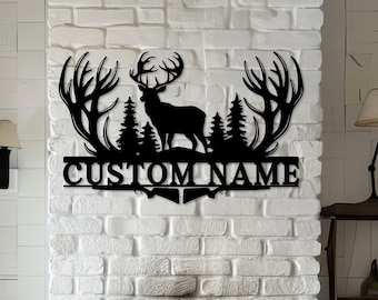 Custom Deer Hunter Metal Sign, Deer Hunter Sign, Deer Hunter Gift, Deer Sign, Hunting Wall Decor, Personalized Deer Hunting Metal Signs