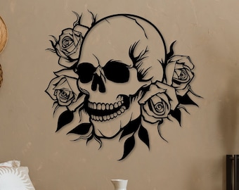 Gothic Skull Metal Wall Decor, Sugar Skull Metal Sign, Skull Metal Wall Art, Skeleton Wall Art, Gothic Skull Wall Art, Skeleton Metal Wall