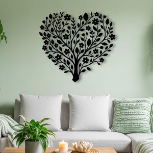 Floral Heart Metal Wall Decor, Floral Tree Metal Wall Art, Floral Wall Decor, Floral Metal Wall Art, Garden Wall Decor, Garden Outdoor Decor