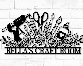Custom Craft Room Metal Sign, Creative Room Sign, Craft Room Sign, Crafting Metal Wall Art, Crafter Name Sign, Craft Room Decor, Craft Sign