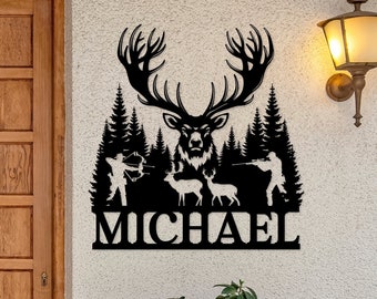 Deer Hunting Metal Sign, Custom Deer Wall Art, Hunter Name Sign, Deer Hunting Wall Art, Deer Hunting Gifts, Hunting Wall Decor, Hunter Gift