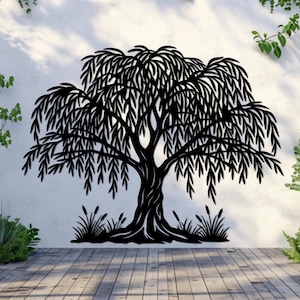 Willow Tree Metal Decor, Tree Metal Wall Art, Willow Tree Metal Sign, Willow Tree Sign, Weeping Willow Metal Wall Art, Tree Outdoor Wall Art
