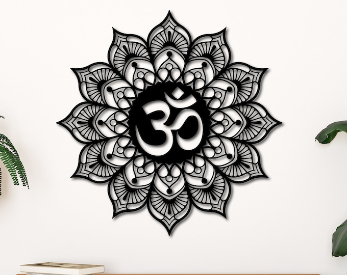 Om Mandala Metal Wall Decor, Yoga Room Decor, Om Wall Decor, Yoga Wall Decor, Om Symbol Wall Art, Metal Wall Art, Mandala Wall Decor