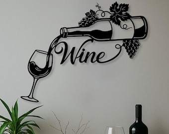 Wine Metal Wall Art, Home Bar Wall Decor, Metal Wine Wall Art, Wine Wall Art, Wine Metal Art, Bistro Metal Art, Bar Metal Wall Sign
