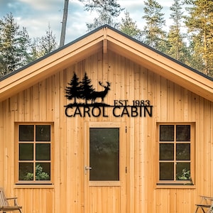 Personalized Metal Cabin Name Sign, Custom Metal Address Sign, Personalized Pine Tree Number Sign, Custom Metal Sign, Lake Home Sign