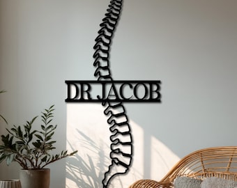 Gepersonaliseerde metalen wanddecoratie chiropractie, wanddecoratie wervelkolom, chiropractor cadeau, cadeau wervelkolom arts, teken chiropractie, teken chiropractie