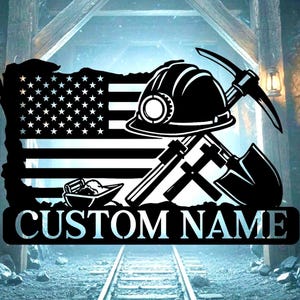 Placa de metal para mineração de carvão, Placa de mineração de carvão, Arte de parede de metal personalizada para mineração nos EUA, Placa de metal para mineração, Placa personalizada com nome de minerador