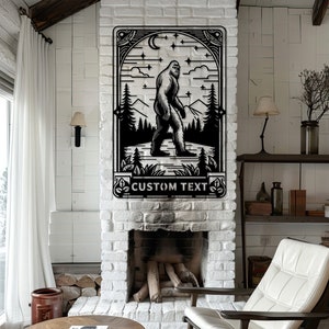 Decoración de pared de metal personalizada de Bigfoot, letrero de metal de Sasquatch, decoración de patio de Bigfoot, decoración de pared de metal de Sasquatch, decoración de carta del tarot de Bigfoot