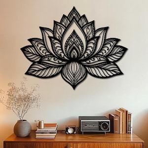 Lotus Mandala Flower Metal Wall Art, Yoga Studio Wall Decor, Mandala Wall Art, Mandala Wall Decor, Lotus Flower Metal Wall Hanging