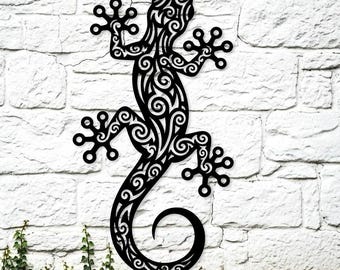 Gecko Metal Wall Art, Lizzard Metal Wall Decor, Gecko Wall Decor, Garden Wall Decor, Gecko Wall Sign, Patio Wall Decor, Gecko Wall Art