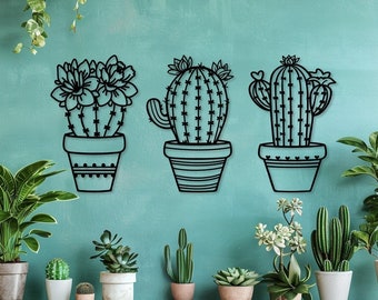 Decoración de pared de metal con cactus, decoración de cactus de metal, arte de pared de metal grande, decoración de pared de metal con cactus, decoración de pared con cactus, arte de pared con cactus