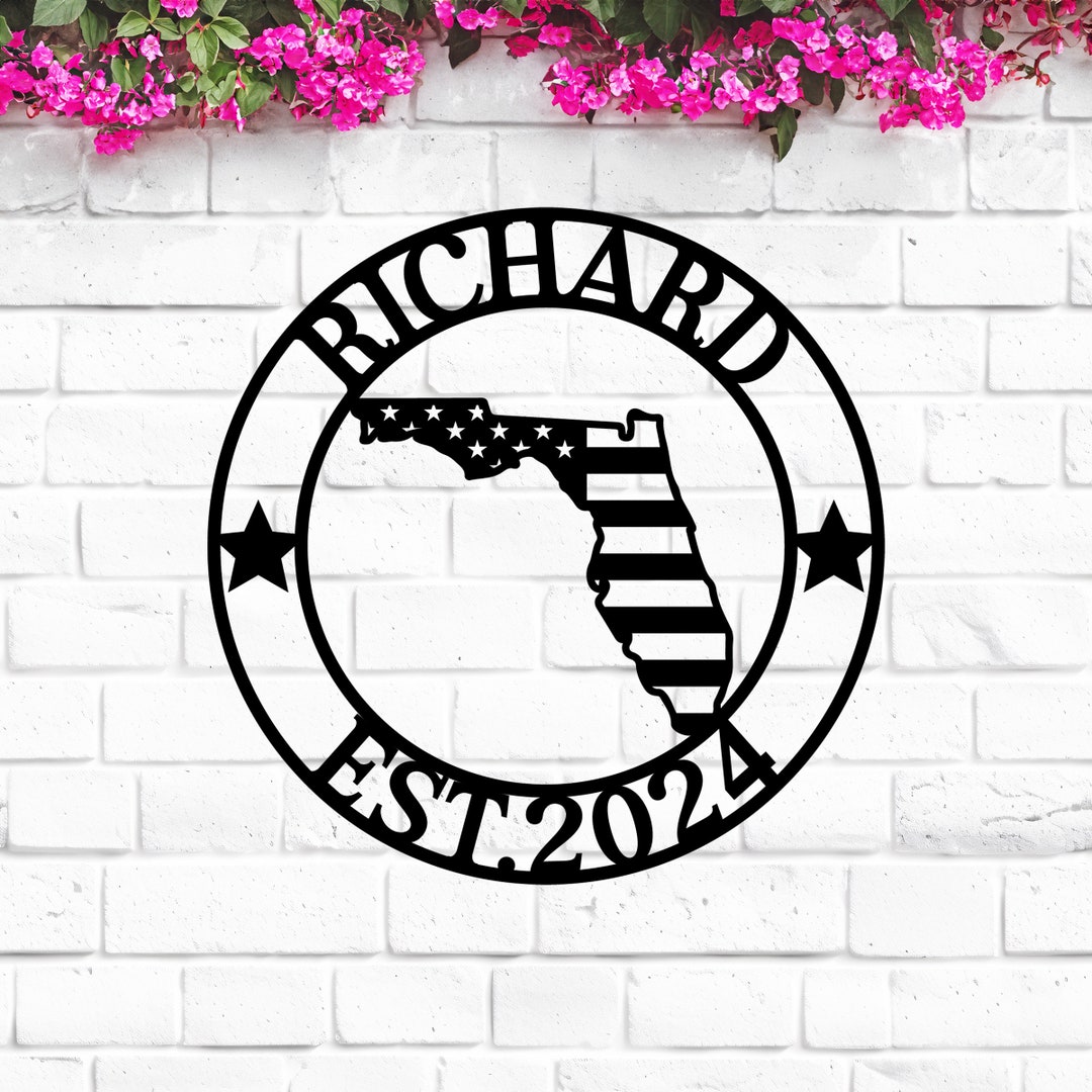 Florida Custom Metal Sign, Personalized Name Sign, FL State Sign ...