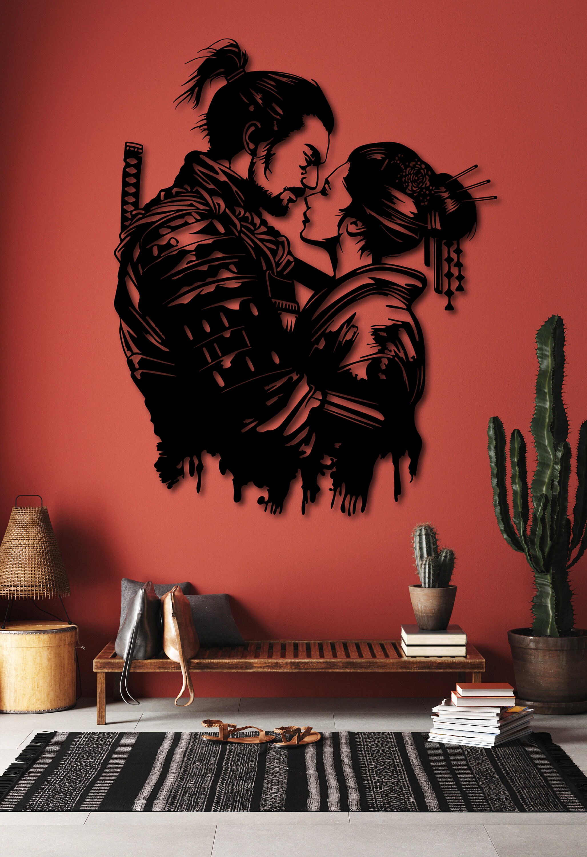 Samurai Warrior & Geisha Wall Art, Geisha Wall Art, Geisha