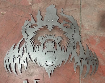 Wild Bear Metal Wall Art, Bear Wall Decor, Bear Gifts, Metal Wall Decor, Metal Wall Art, Metal Wolf Sign, Hunting Wall Decor, Bear Wall Art