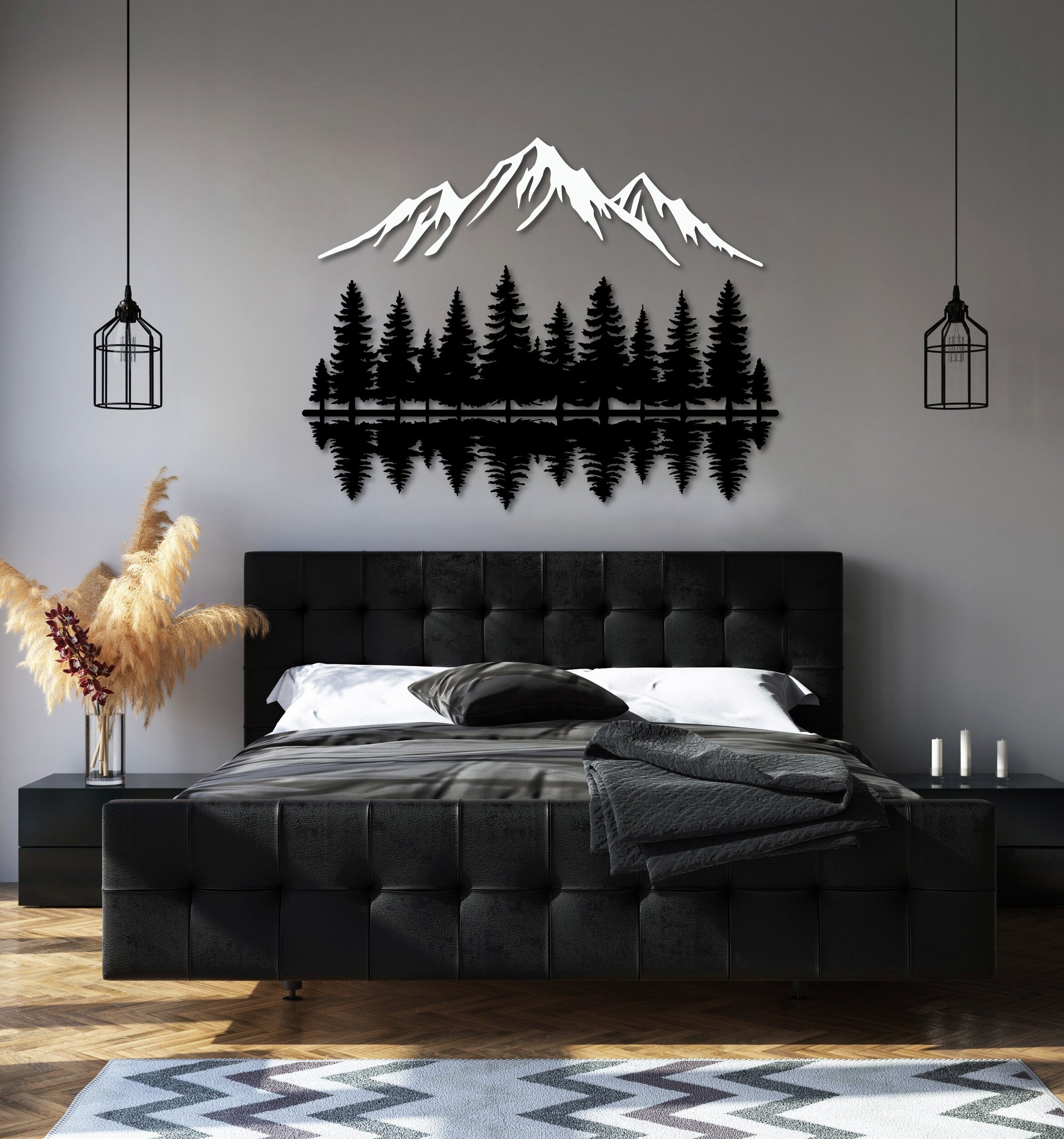 Mountain Forest Metal Wall Decor, Nature Decor Gift, Mountain Wall ...