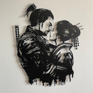 Samurai Krieger & Geisha Wandkunst, Geisha Wandkunst, Geisha Wanddekor, Japanische Geisha Wanddekor, japanische Wandkunst, Geisha Dekor
