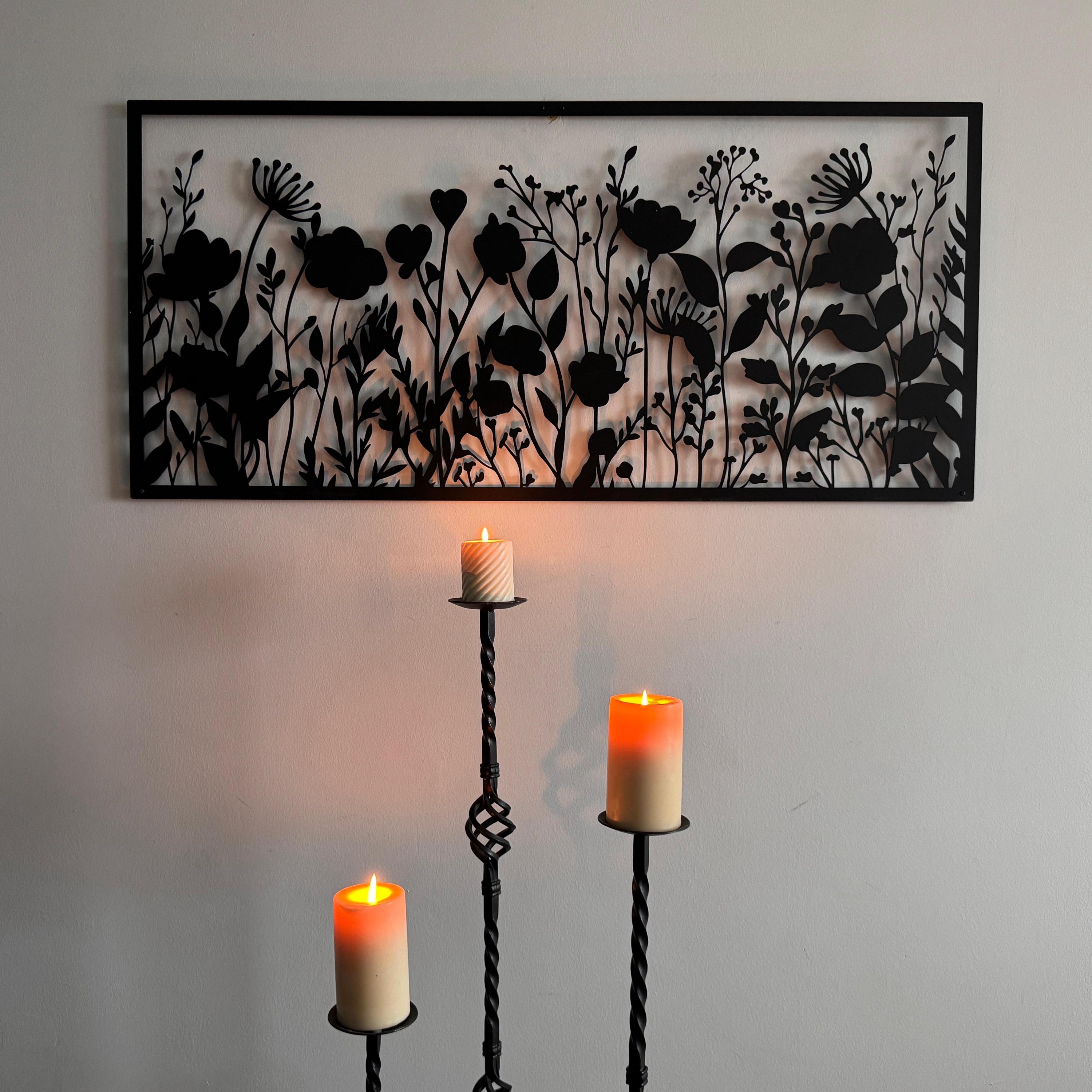 Wildflower Metal Wall Art, Flowers Wall Decor, Floral Metal Wall Decor, Living Room Wall Art, Flower Metal Sign, Botanical Wall Art