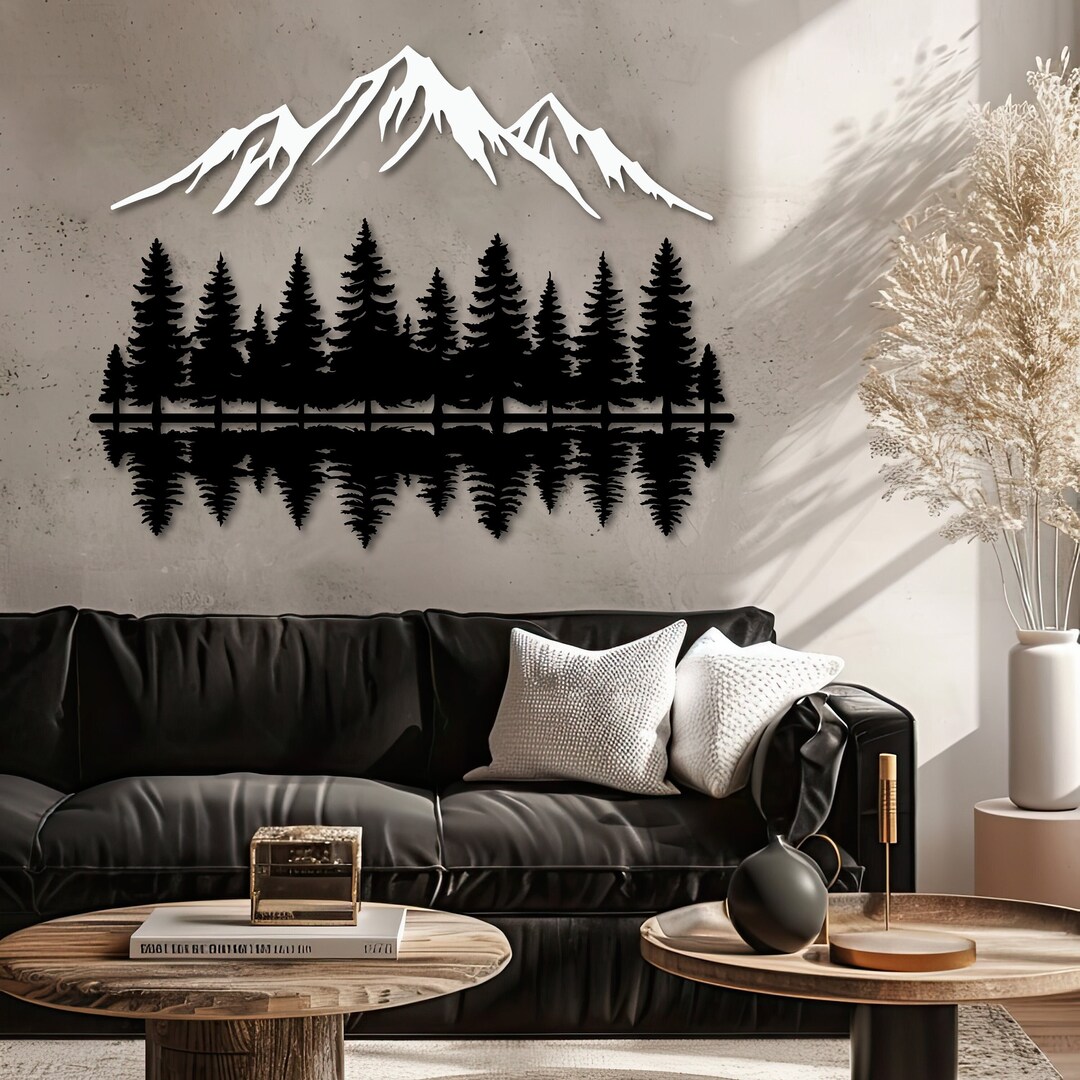 Mountain Forest Metal Wall Decor, Nature Decor Gift, Mountain Wall ...