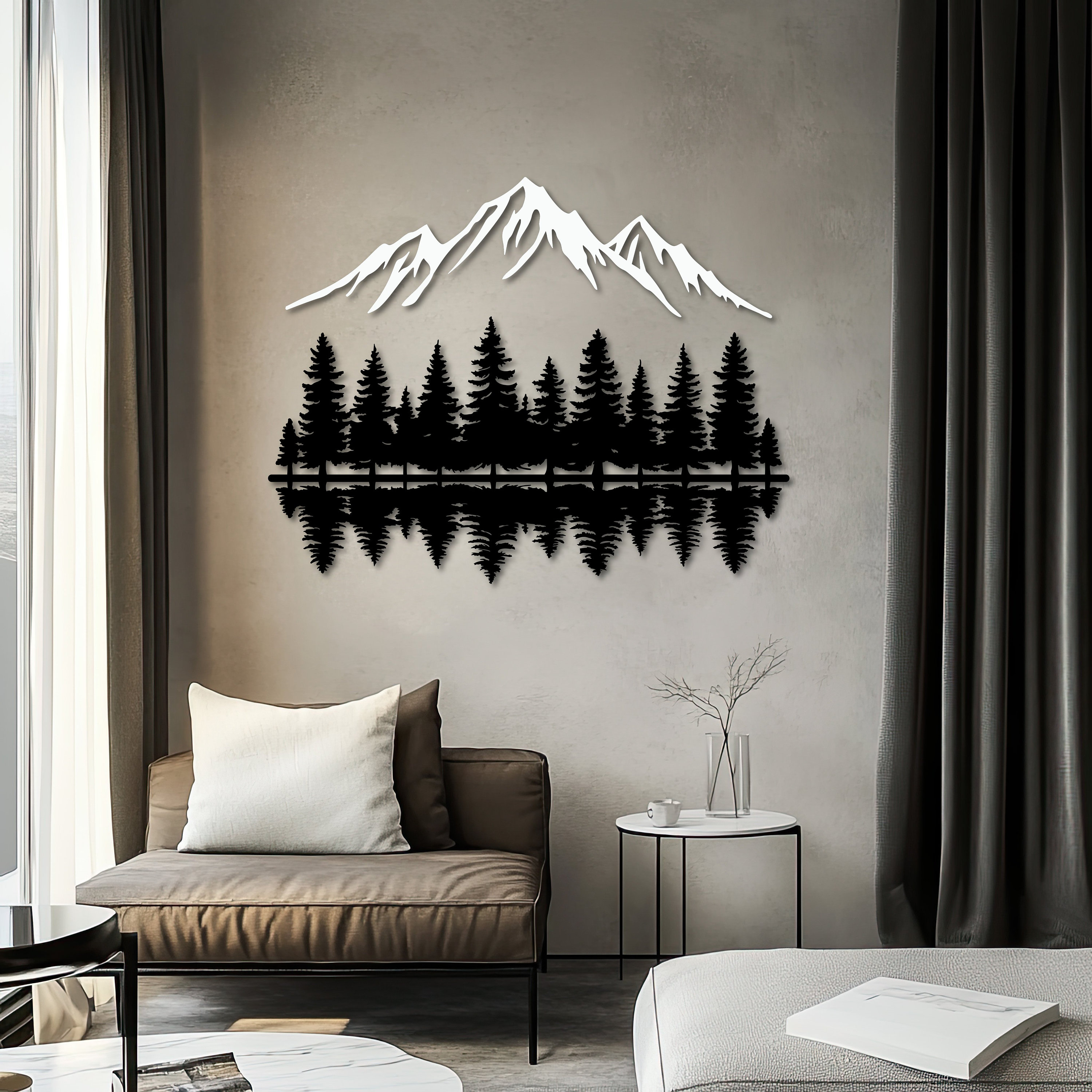 Mountain Forest Metal Wall Decor, Nature Decor Gift, Mountain Wall ...
