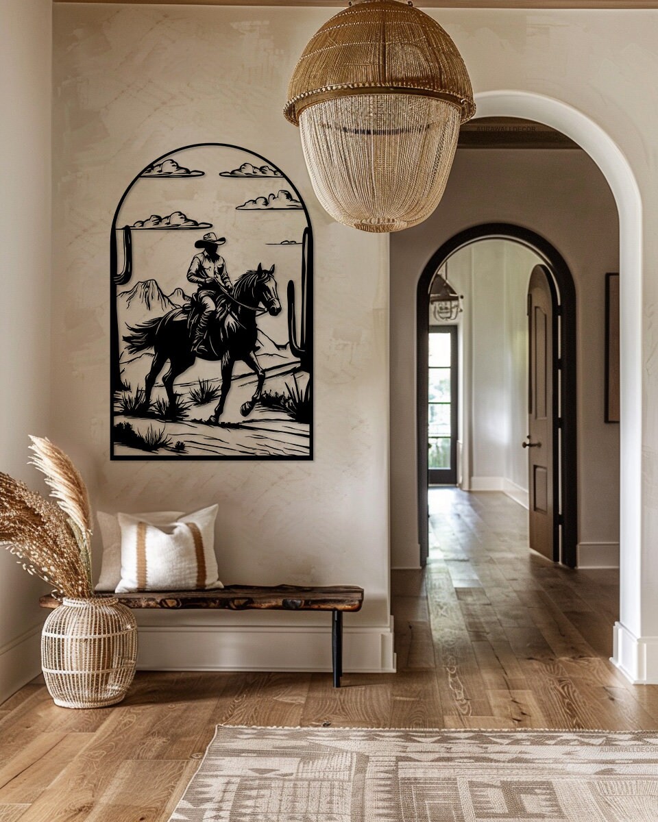 Western Boho Metal Wall Decor, Western Wall Decor, Retro Western Wall ...