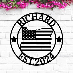 Oregon Custom Metal Sign, Personalized Name Sign, OR State Sign, Oregon Welcome Sign, Oregon Map, Oregon Wall Art, Oregon Gift