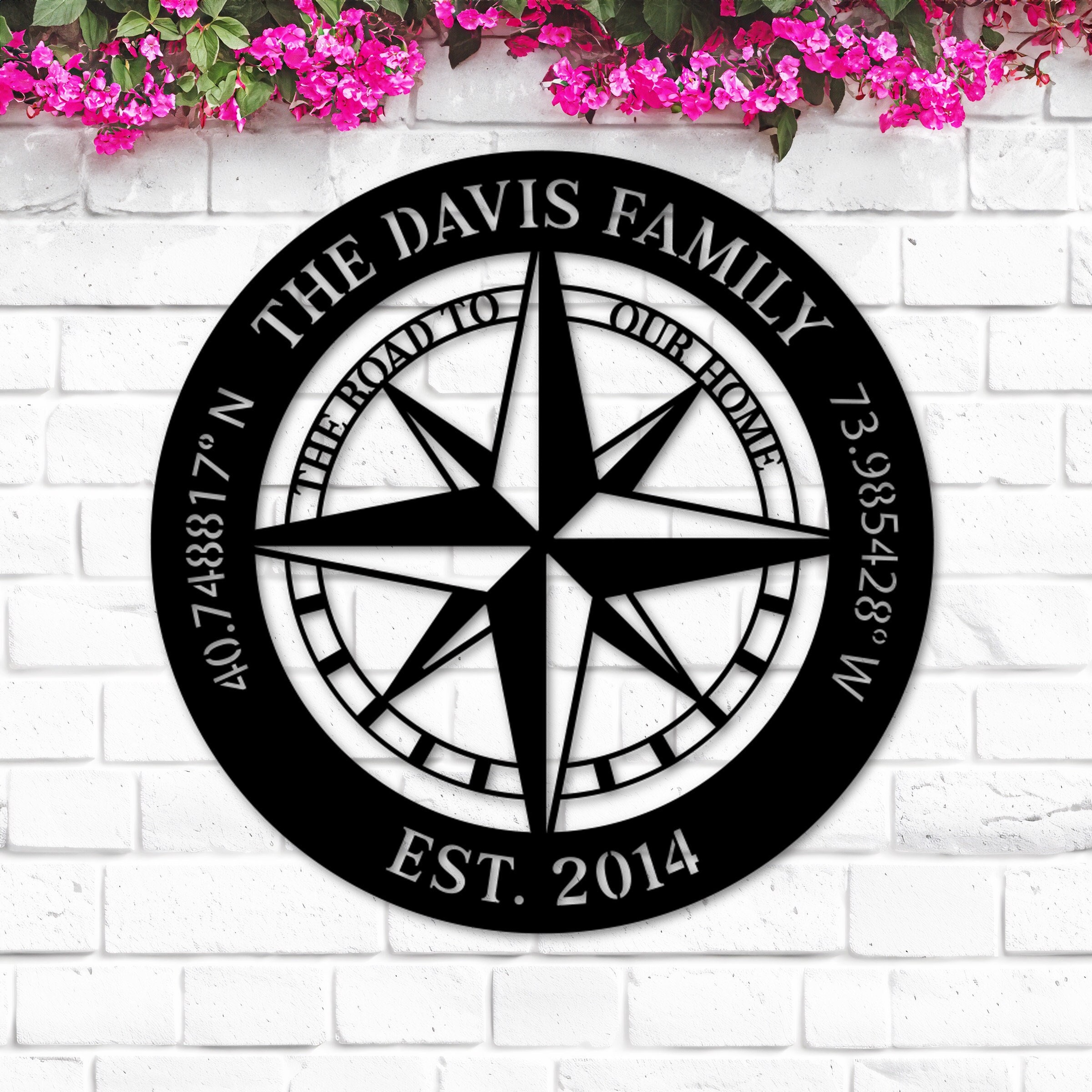 Personalized Compass Metal Sign, Compass Wall Art, Personalized Compass Wall Decor, Custom Coordinates Sign, Custom Metal Compass