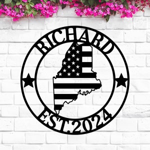 Maine Custom Metal Sign, Personalized Name Sign, ME State Sign, Maine Welcome Sign, Maine Map, Maine Wall Art, Maine Gift, Maine wall decor