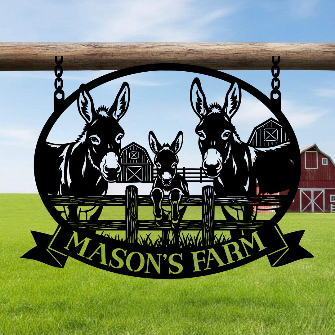 Custom Donkey Farm Metal Sign, Donkey Family Sign, Donkey Metal Sign ...