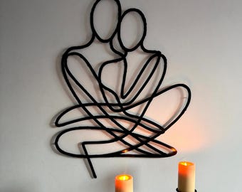 Abstraktes Paar Metalldekor, Liebespaar-Wandkunst, abstraktes Wanddekor, modernes Wanddekor, modernes abstraktes, modernes Metallwanddekor