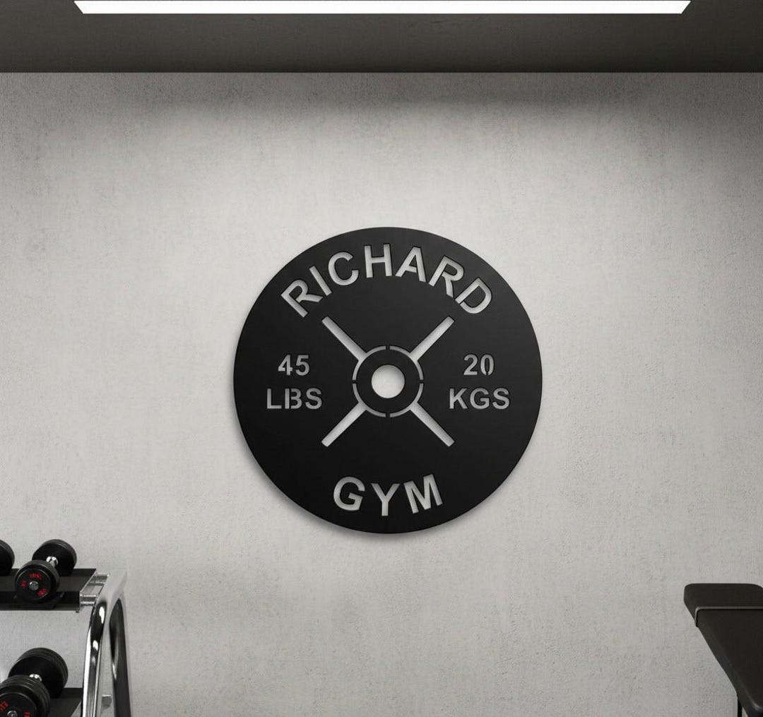 Gym Weight Plate Metal Sign, Home Gym Wall Art, Weightlifting Gift ...