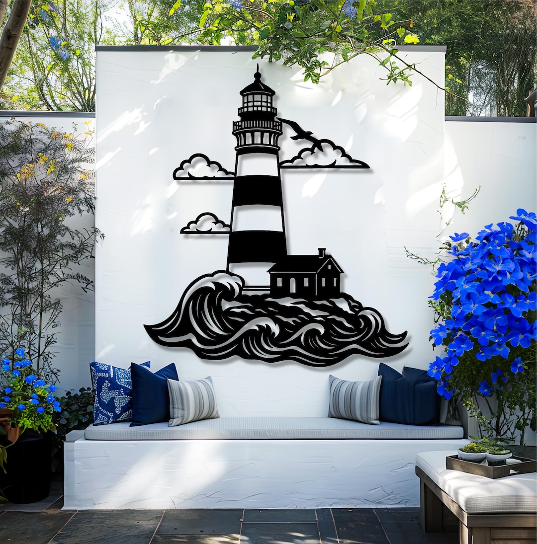 Lighthouse Metal Art, Nautical Metal Wall Art, Beach House Decor ...