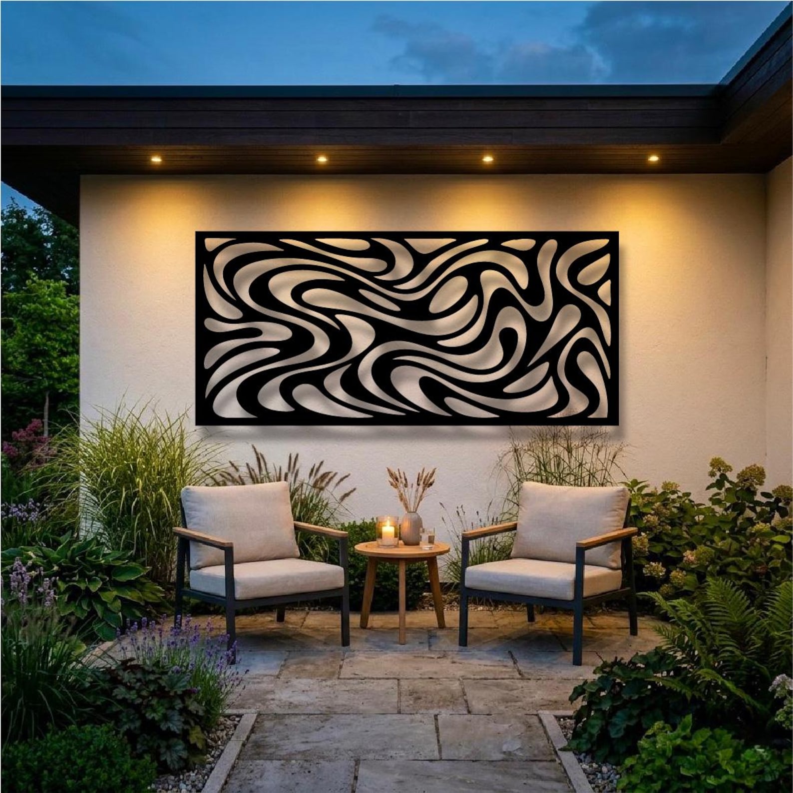 Outdoor Abstract Metal Wall Art, Poolside Patio Decor, Abstract Wall ...