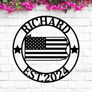 Pennsylvania Custom Metal Sign, Personalized Name Sign, PA State Sign, Pennsylvania Welcome Sign, Pennsylvania Map, Pennsylvania Wall Art
