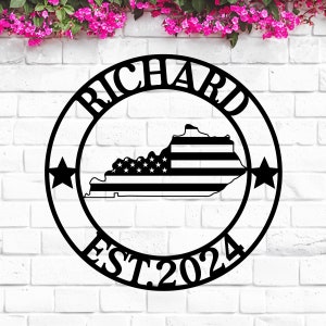 Kentucky Custom Metal Sign, Personalized Name Sign, KY State Sign, Kentucky Welcome Sign, Kentucky Map, Kentucky Wall Art, Kentucky Gift