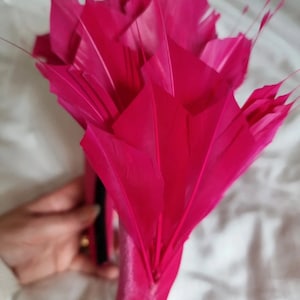 Fuchsia Magenta Hot Pink Statement Feather Velvet Padded Headband Fascinator Headpiece Wedding Guest Hairband Halo Ladies Day Races